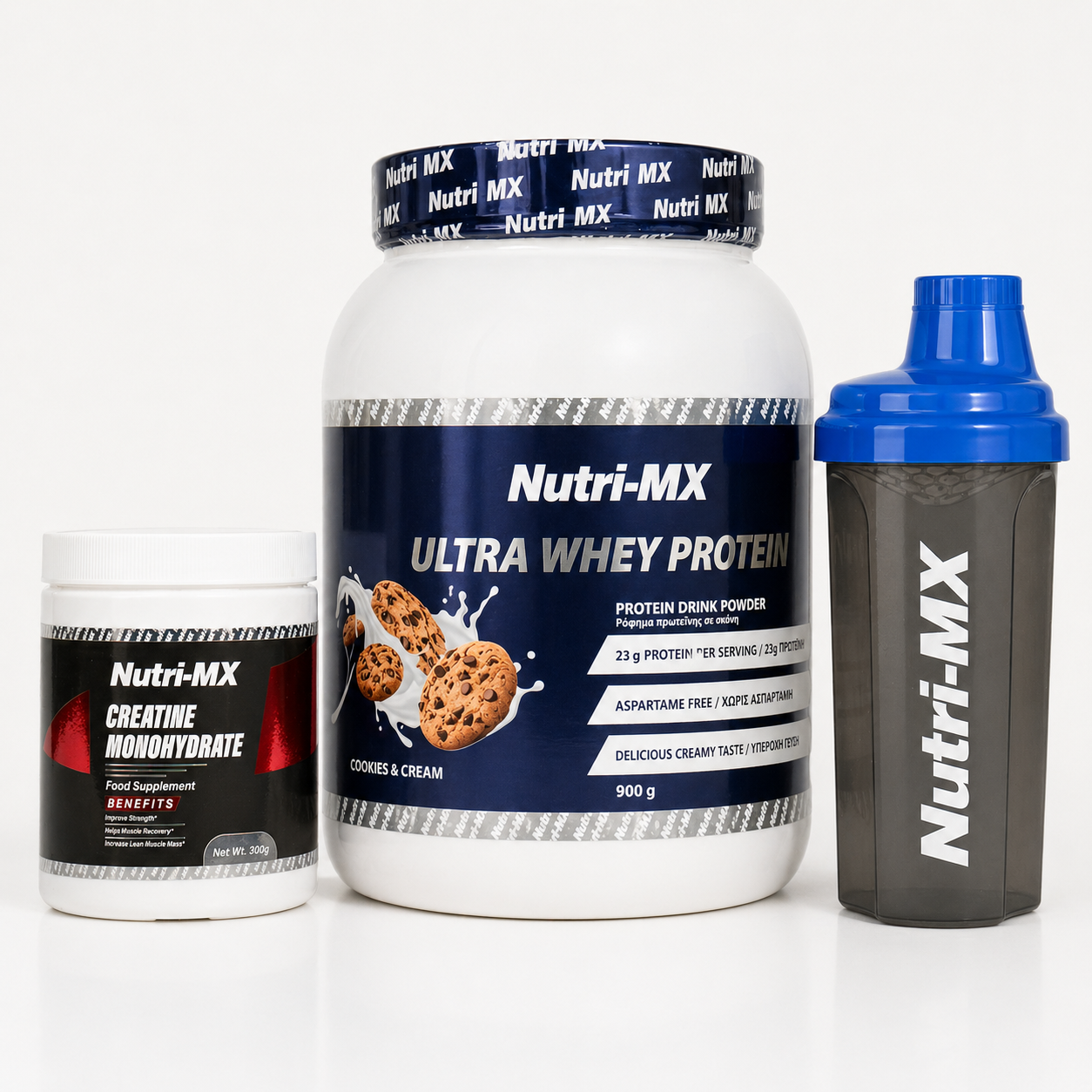 Πακέτο Ultra Whey Protein 900g + Creatine 300g + Shaker 500ml